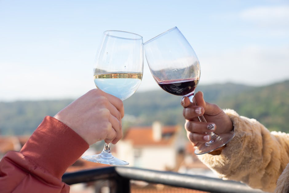 Guests clinking glasses at a buffet catering social event